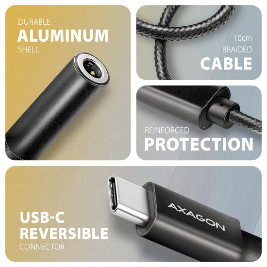 ADA-HC External USB-C Sound Card 32bit DAC 3.5mm (F) connector, 384kHz ADA-HC External USB-C Sound Card 32bit DAC 3.5mm (F) connector, 384kHz