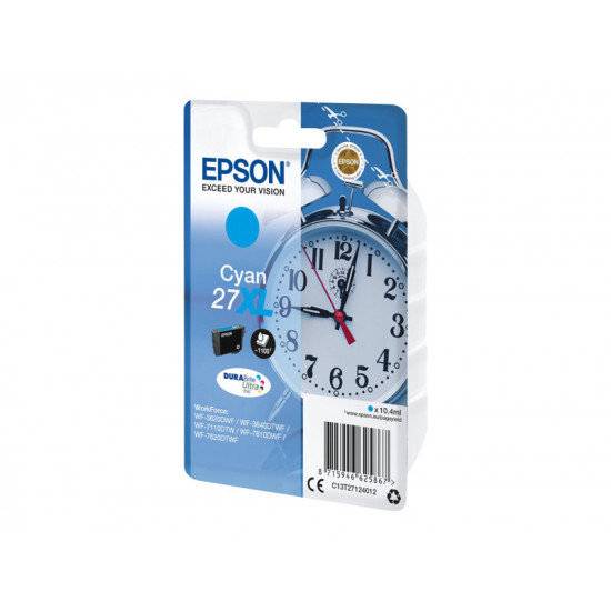 EPSON 27XL ink cartridge cyan high capacity 10.4ml 1.100 pages 1-pack blister without alarm - DURABrite ultra ink