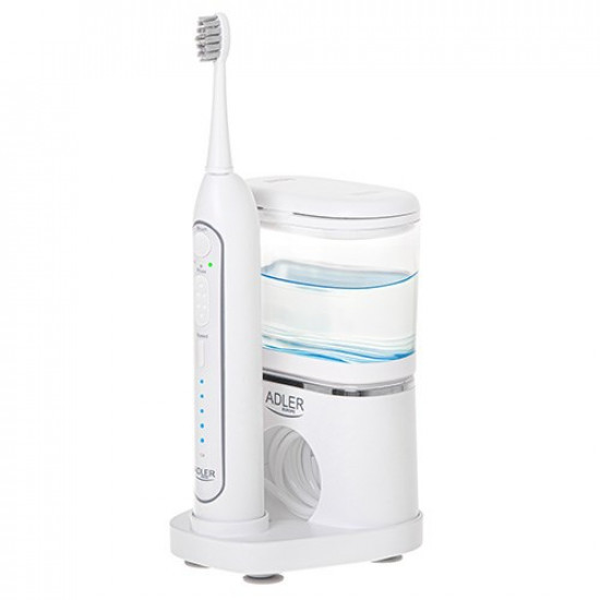 Adler | 2-in-1 Water Flossing Sonic Brush | AD 2180w | Rechargeable | For adults | Number of brush heads included 2 | Number of teeth brushing modes 1 | White Adler | 2-in-1 Water Flossing Sonic Brush | AD 2180w | Rechargeable | For adults | Number of brush heads included 2 | Number of teeth brushing modes 1 | White