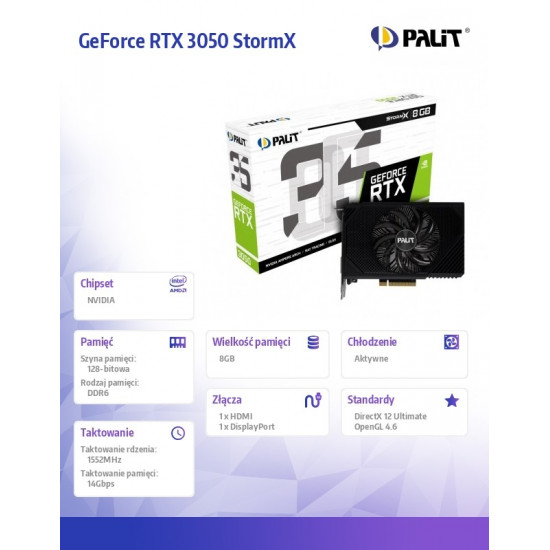 Graphics card GeForce RTX 3050 StormX 8GB GDDR6 128bit DP/HDMI