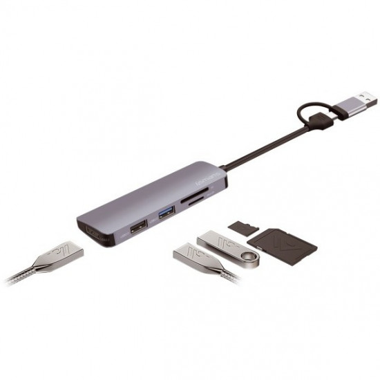 4smarts 5 in1 Universal Mulitport USB Hub spacegrau