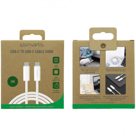 4smarts USB-C Kabel PremiumCord 240W 3m. wei 4smarts USB-C Kabel PremiumCord 240W 3m. wei