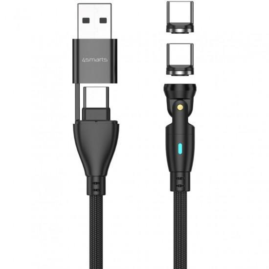 4smarts USB-C/A 540 Magnetkabel GravityCord 100W 1.8m schwarz