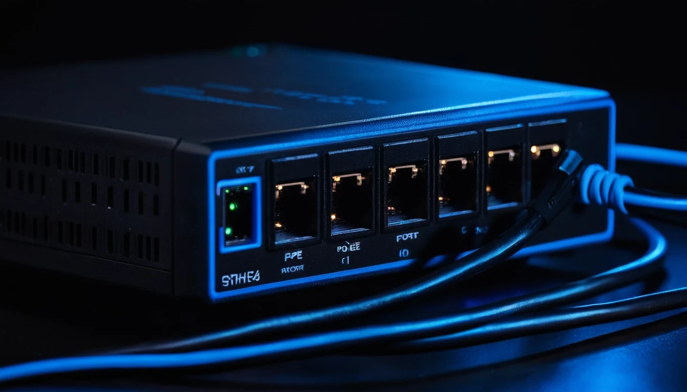PoE tīkla komutators ar aktīviem Ethernet portiem
