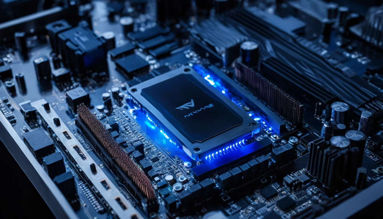 NVMe SSD disks ar metāla dzesētāju uz spēļu mātesplates