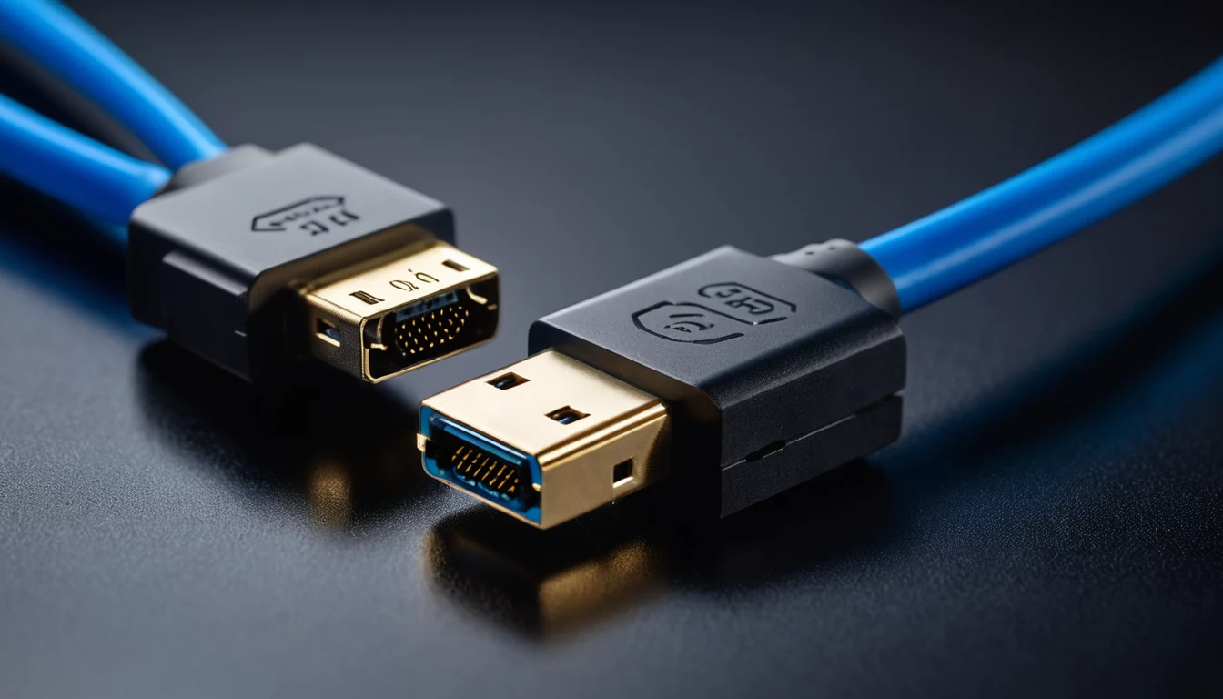 HDMI un DisplayPort kabeļi blakus