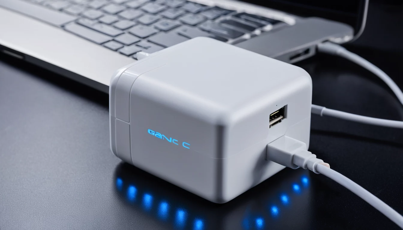 Kompakts GaN USB-C lādētājs uz galda