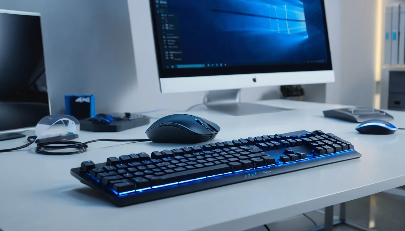 Vadu tastatūra un pele uz biroja darbstacijas