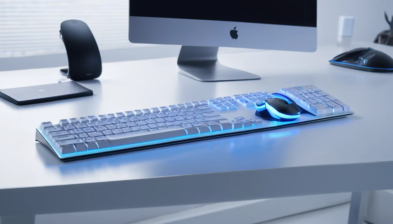 Bezvadu tastatūra un pele uz tīra galda