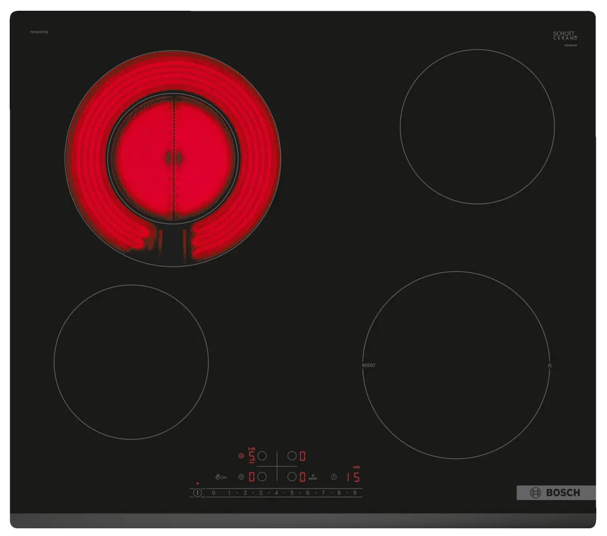 Bosch PKF631FP3E Keramiskā plīts virsma Melna