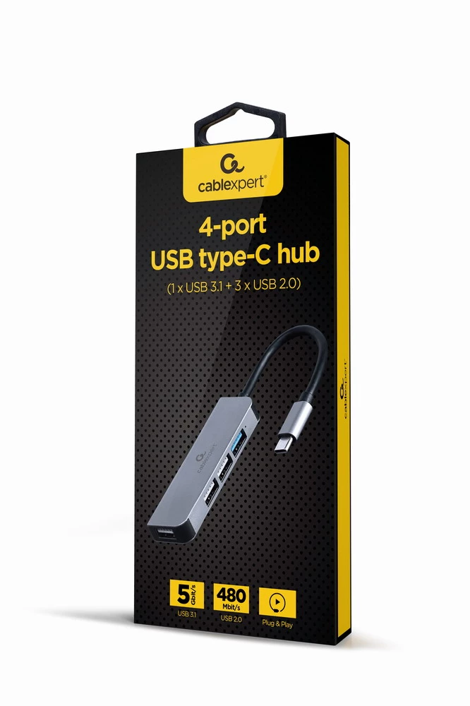 Gembird UHB-U3P1U2P3-01 USB centrmezgls ar 4