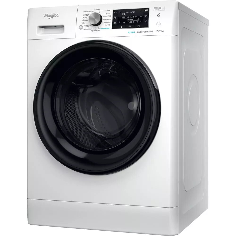 Whirlpool FFWDD1076258B veļas mazgātājs-žāvētājs 7 kg