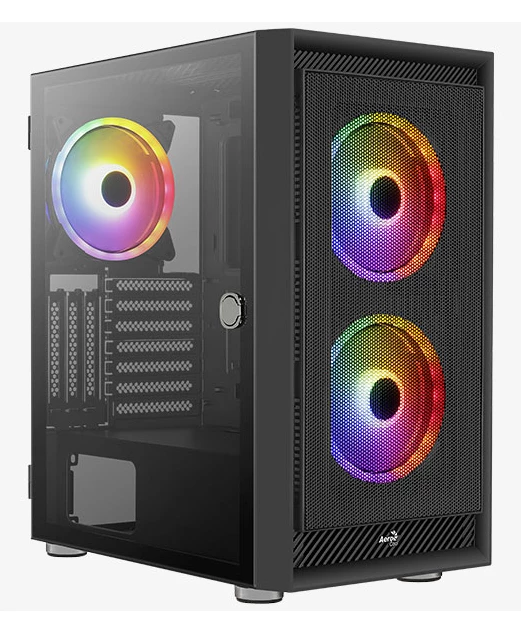 Korpuss AEROCOOL Graphite‑G‑BK‑v2, Melns, ATX/Micro‑ATX/Mini‑ITX, priekšā