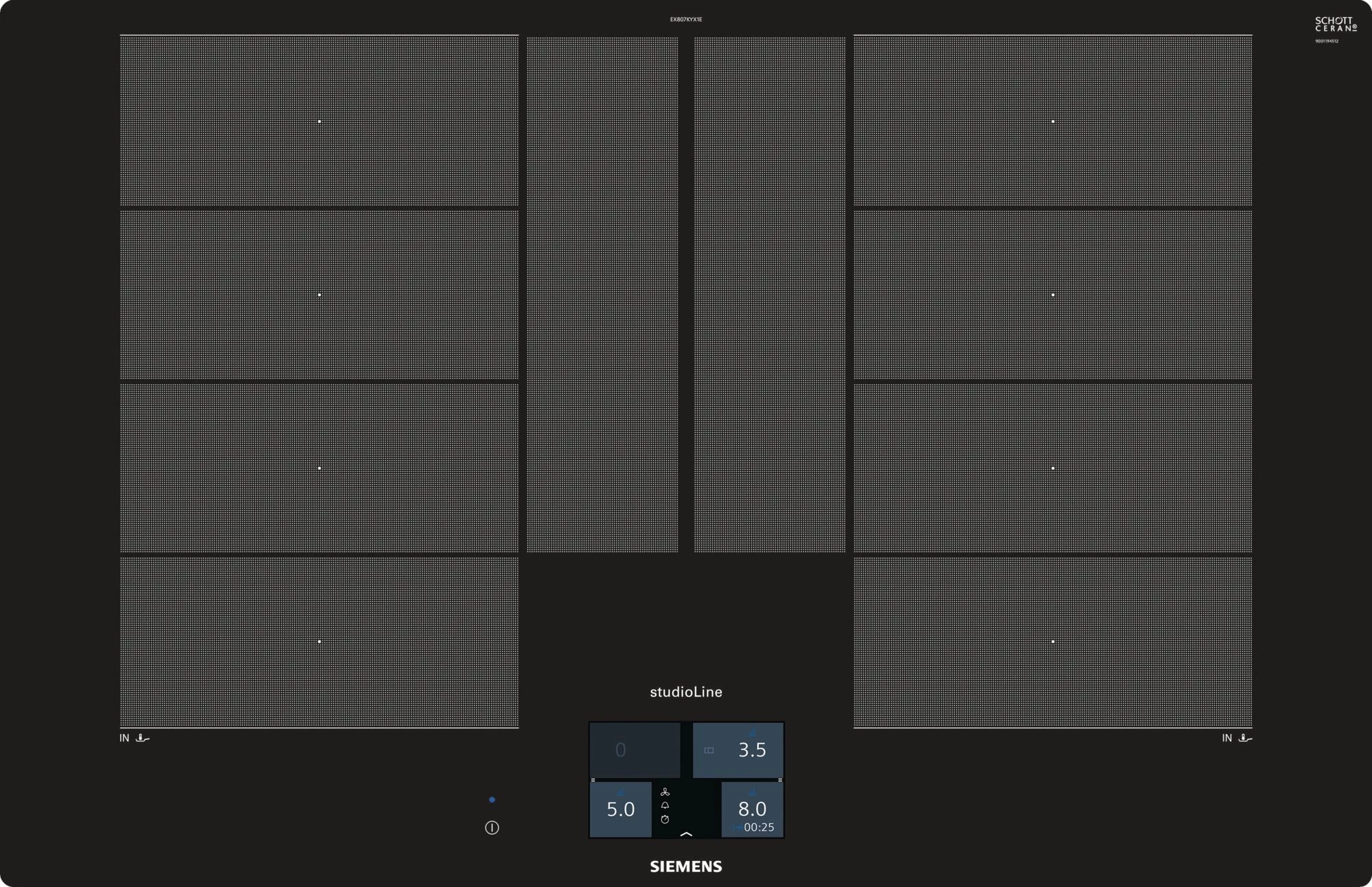Siemens EX801KYW1E iebūvējamā indukcijas plīts virsma