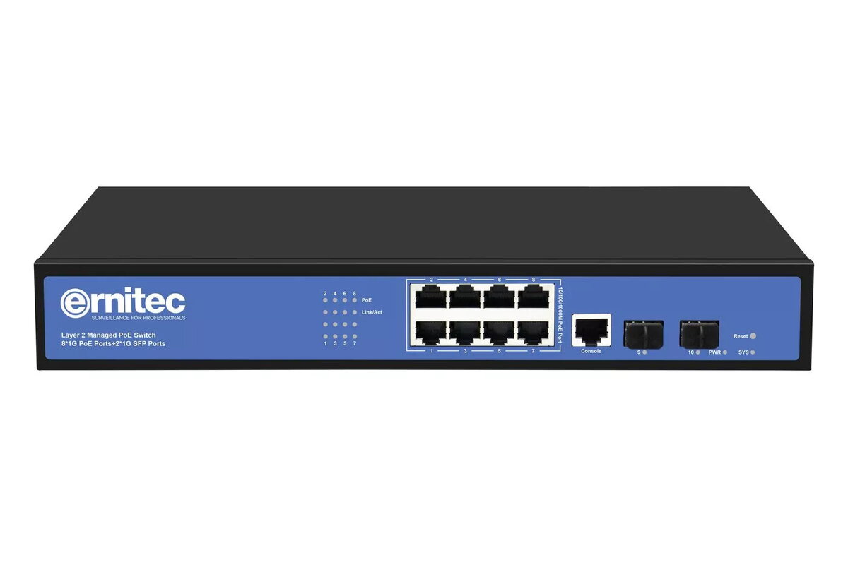 Tīkla slēdzis Ernitec ELECTRA-M08-1GB-150W 8 porti