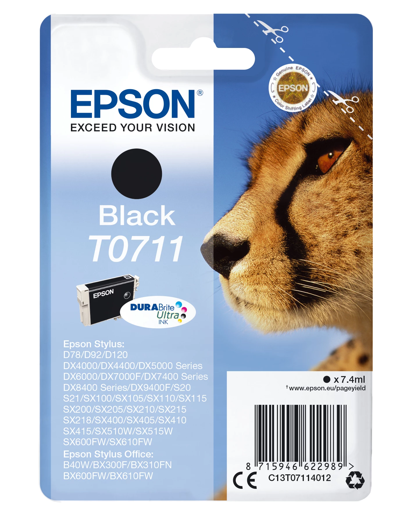 Epson T0711 DURABrite Ultra melna tintes