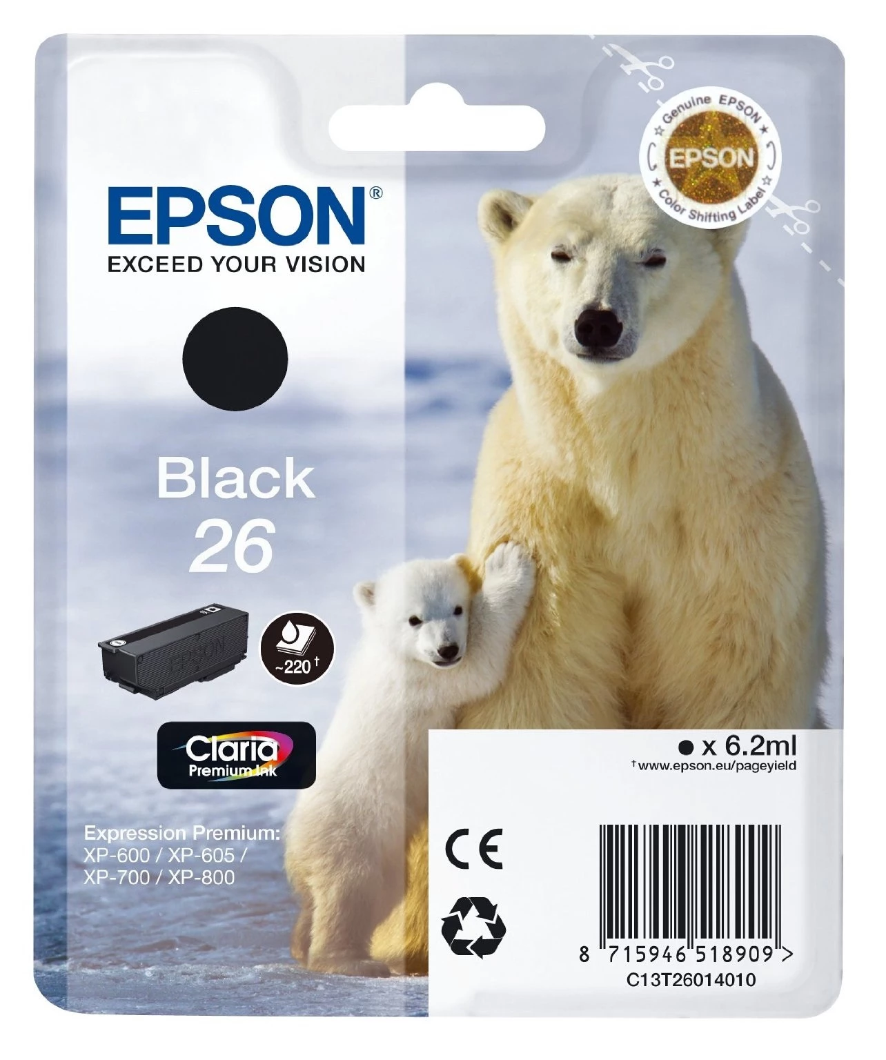Epson Polar bear Singlepack Black 26