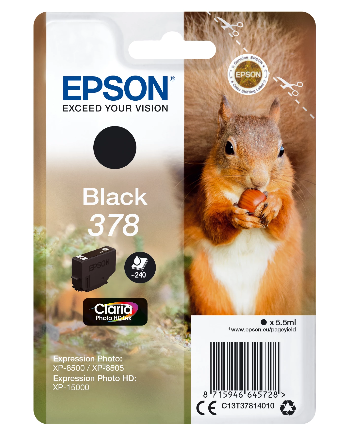 Epson Squirrel Singlepack Black 378 Claria