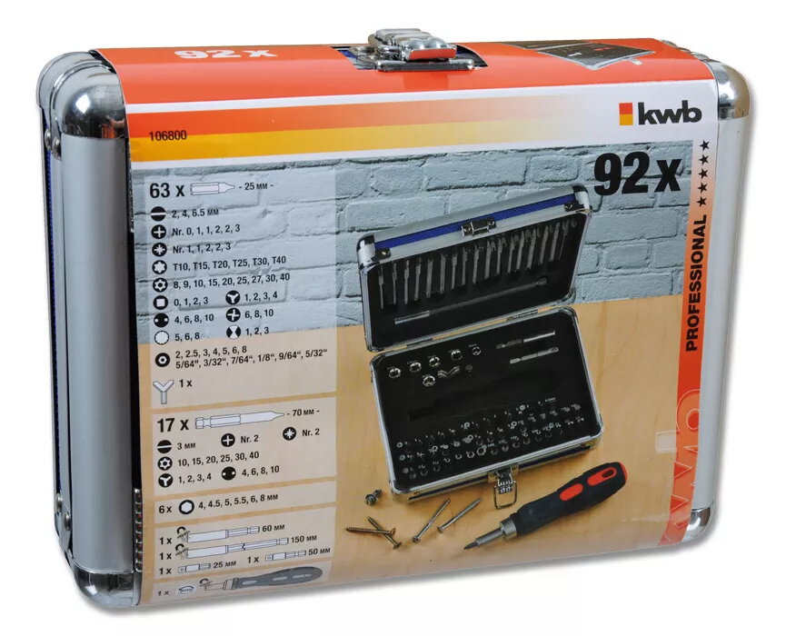 Skrūvgrieža uzgaļu komplekts KWB 106800 63