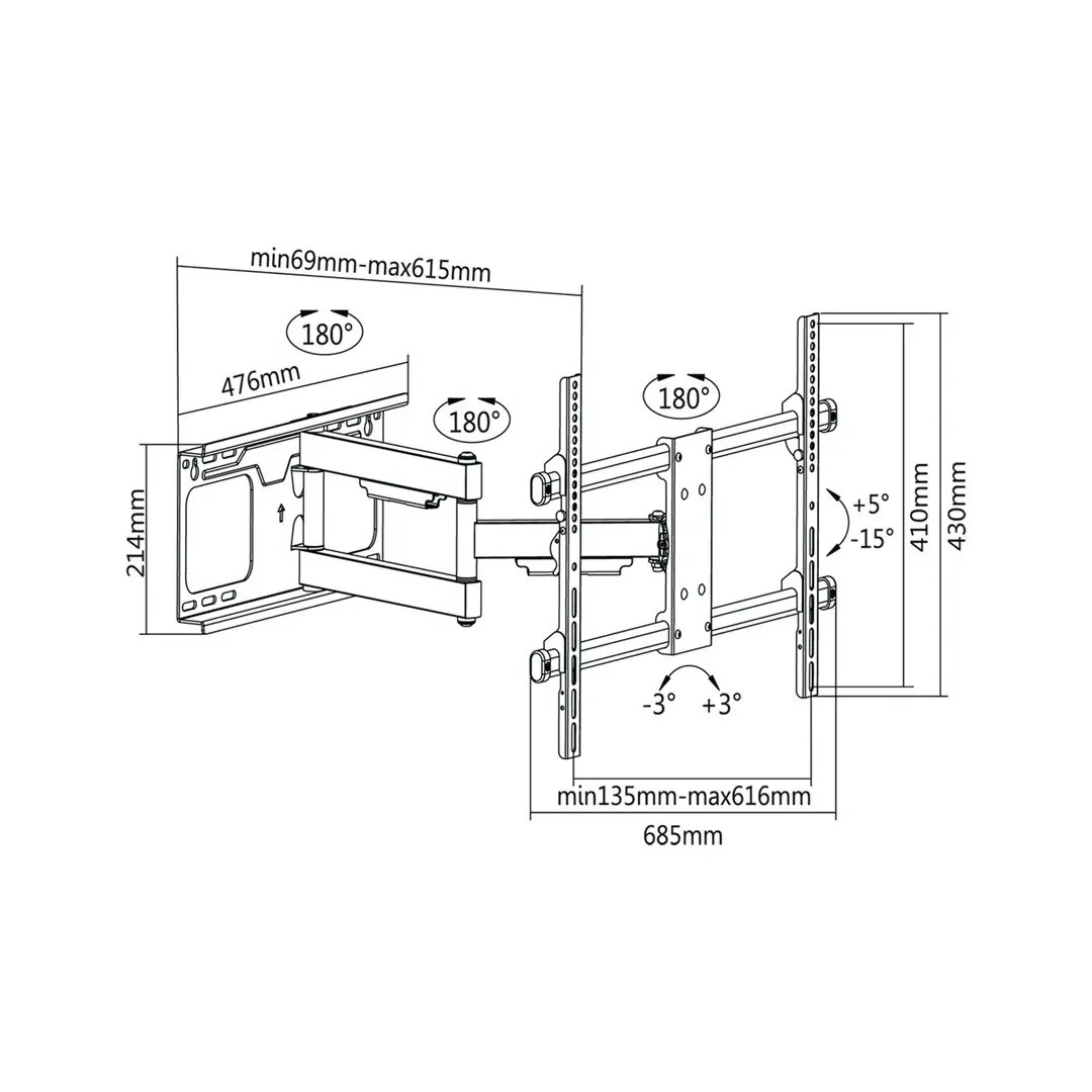 TV sienas kronšteins Cabletech LEC-UCH0205 37–70