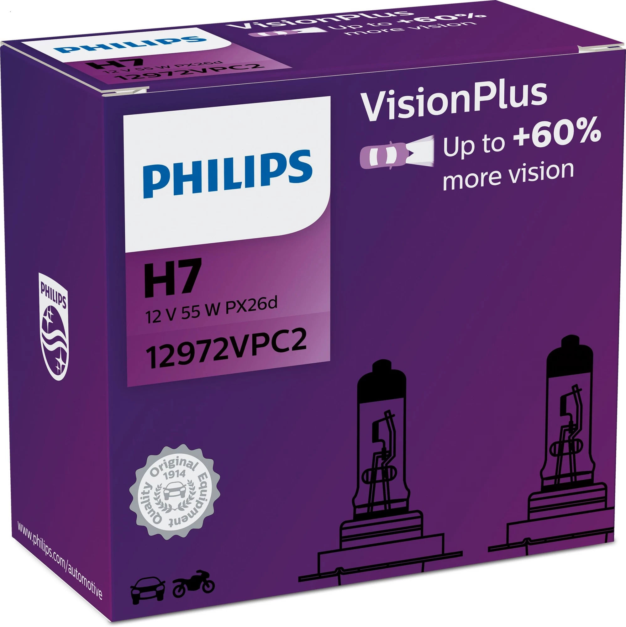 Philips VisionPlus 12972VPC2 spuldzes H7, 55