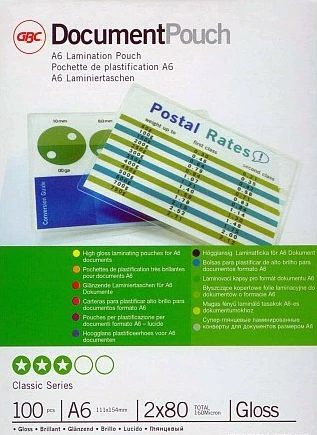 GBC Laminēšanas kabatiņa A6 80 mikroni