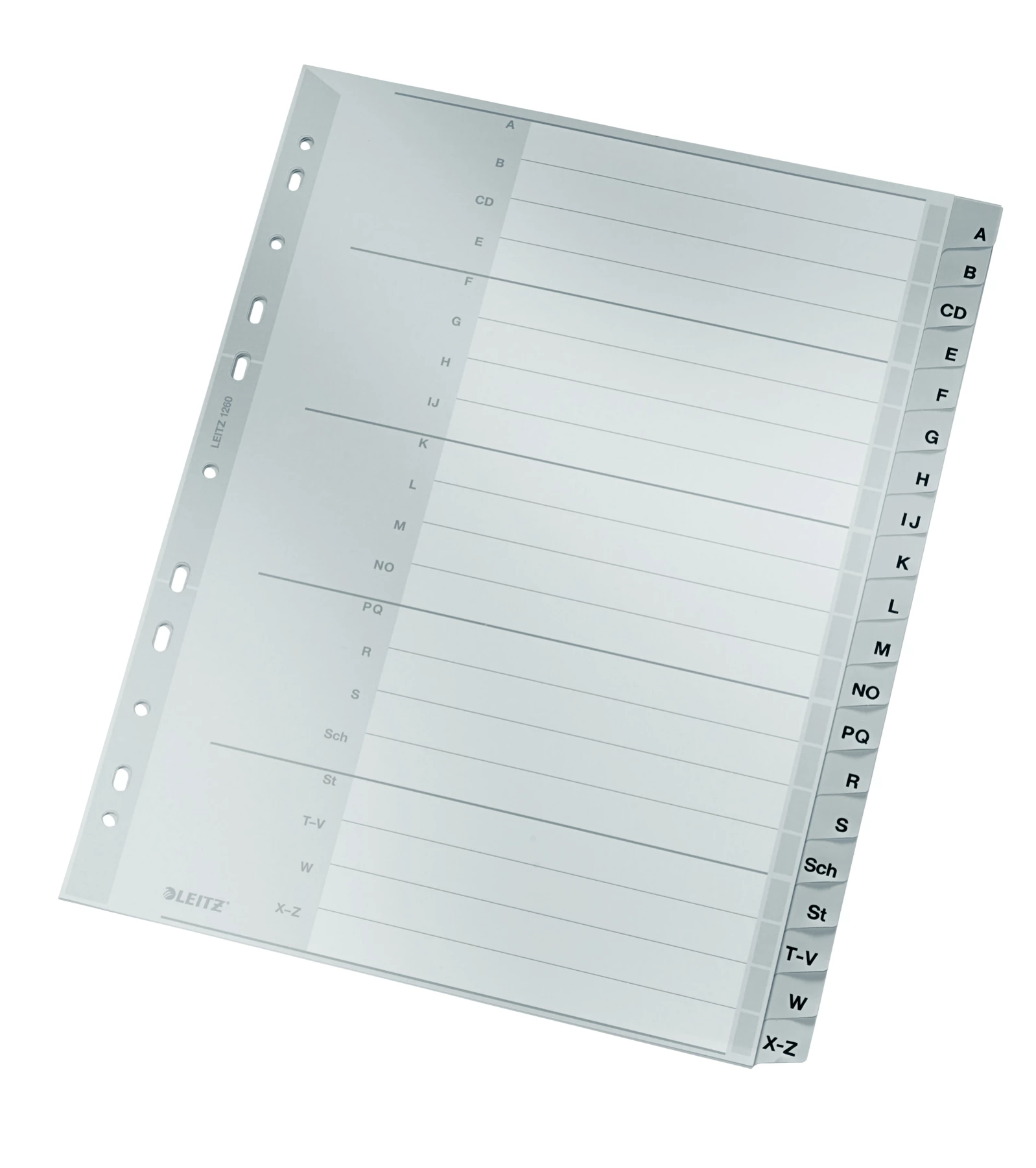 Leitz 12600000 Alfabētiskie dalītāji, kartons, pelēks