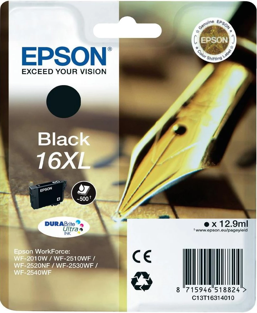 Epson 16XL DURABrite Ultra melna tintes