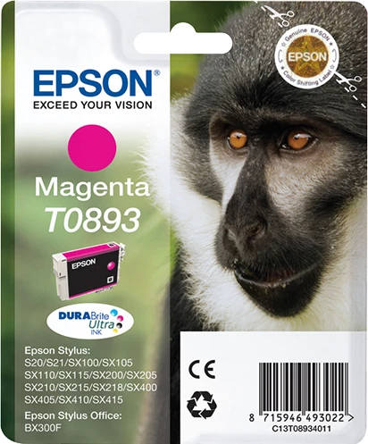 Epson Monkey Singlepack Magenta T0893 DURABrite