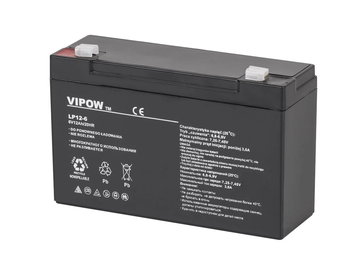 VIPOW 6V 12Ah želejas akumulators
