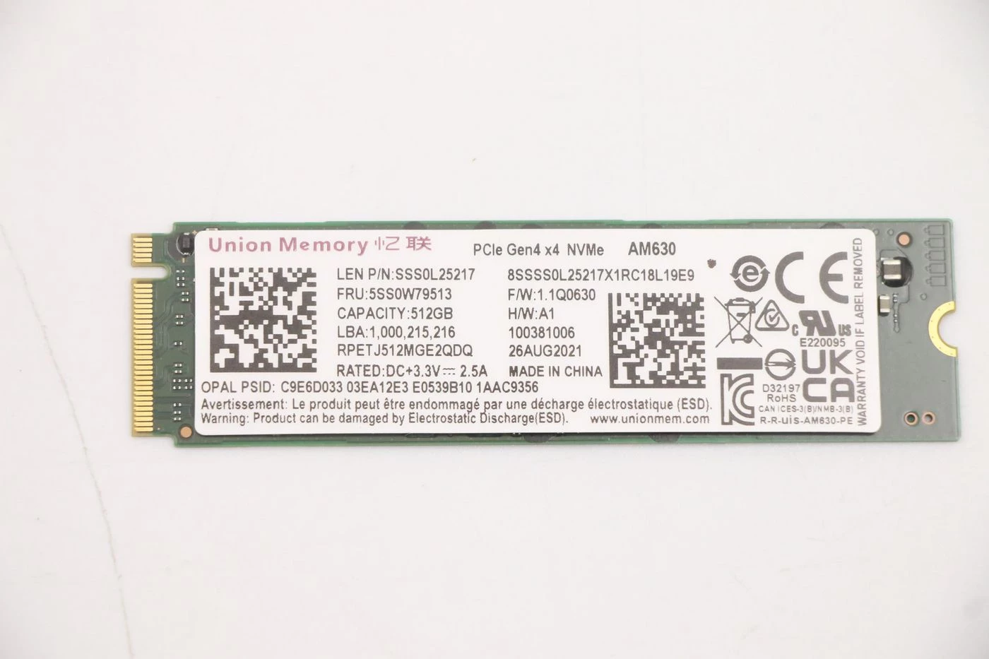 Iekšējais NVMe SSD Lenovo SSDASM 512GB