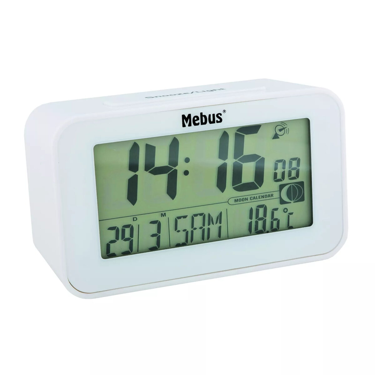 Modinātājpulkstenis Mebus 51461 Balts LCD Displejs
