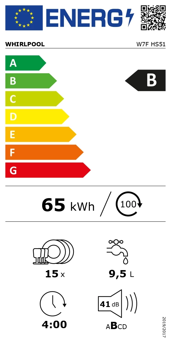 Whirlpool W7F HS51 Brīvi stāvoša trauku