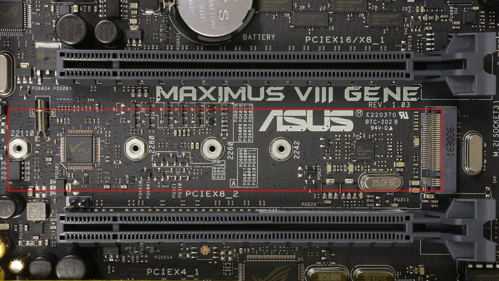 M.2 SSD adapter and slot hardware