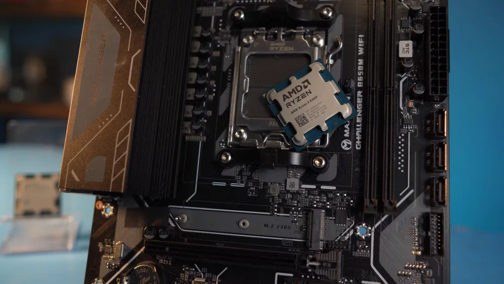 AMD Ryzen processor in an AM5 motherboard socket
