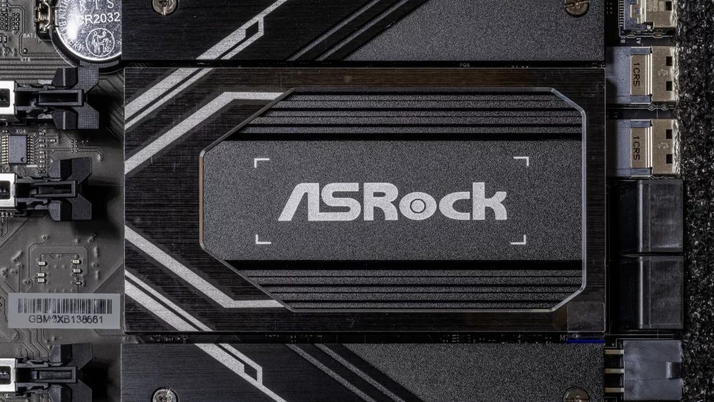 Modern desktop motherboard close up