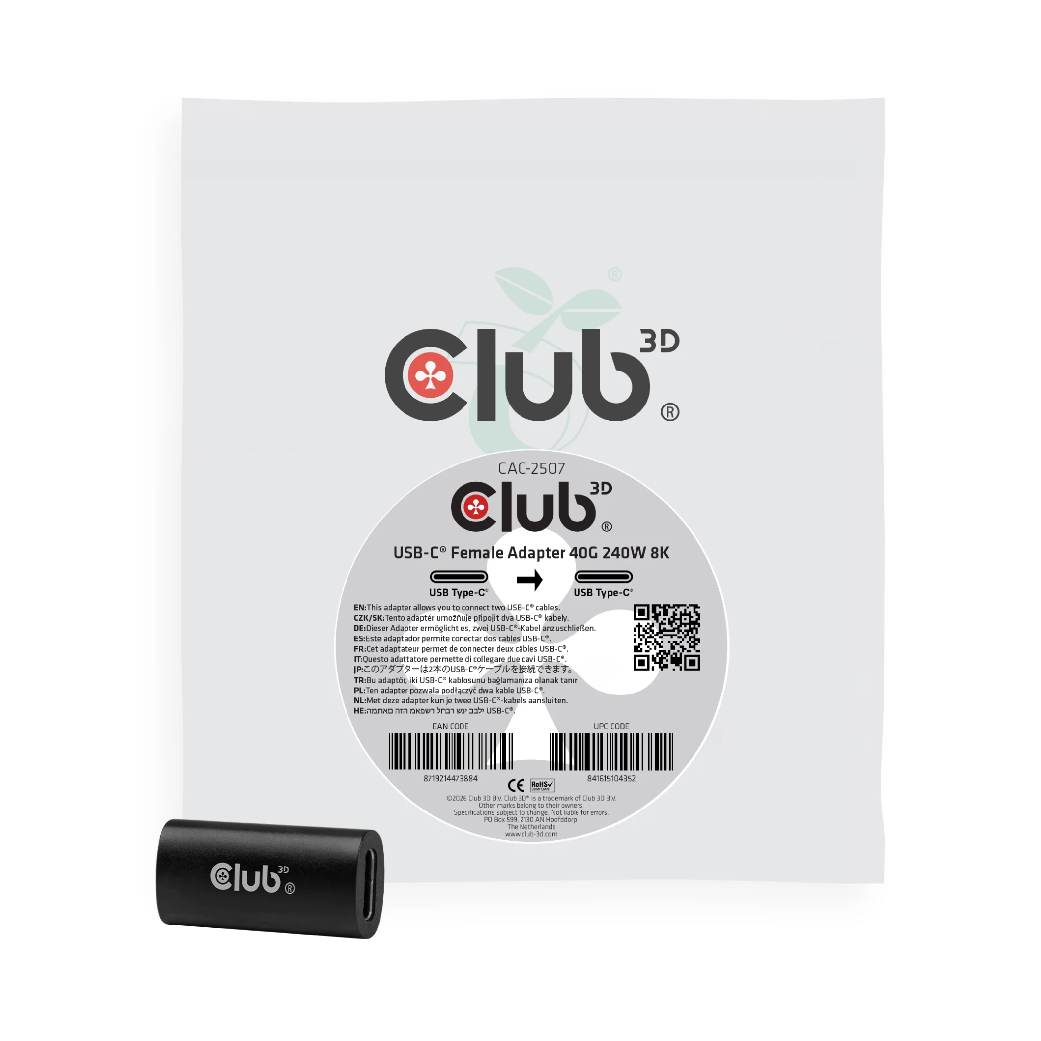 Club 3D USB-C sieviešu adapteris 40G