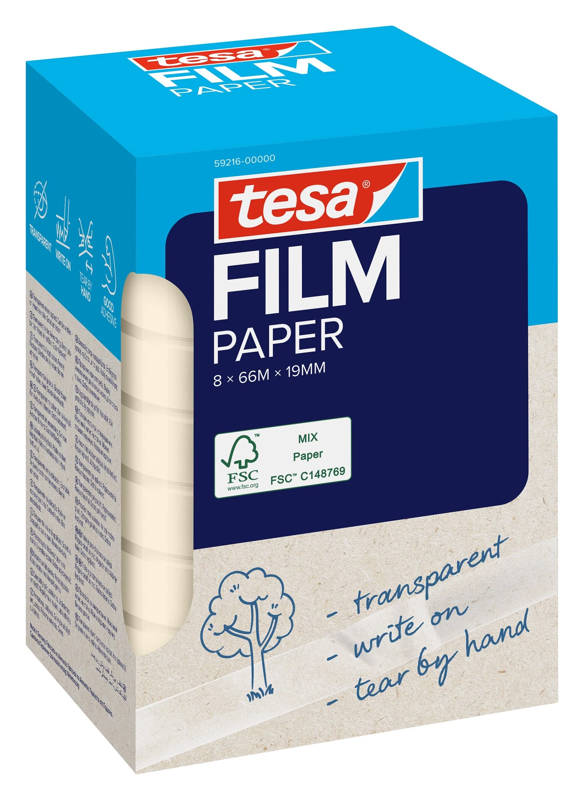 Tesa Paper Tape 8 Rolls Transparent