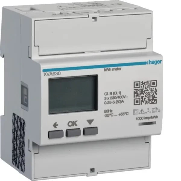 Hager XVA630 3-fāžu enerģijas skaitītājs PV