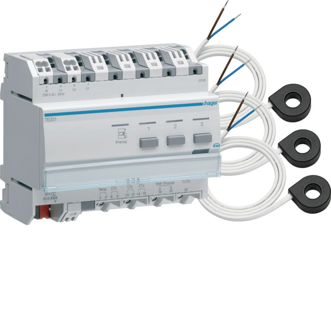 HAGER TE332 KNX 3-fāžu enerģijas skaitītājs