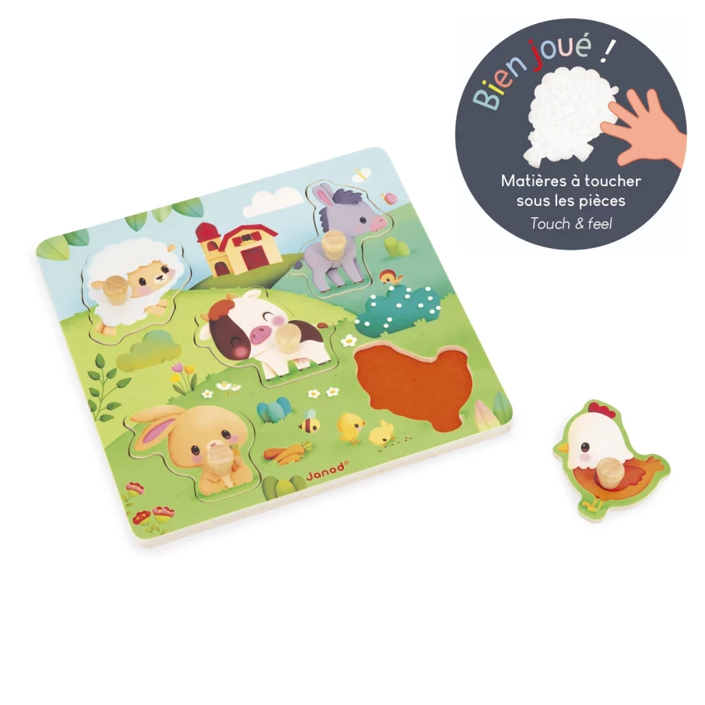 Janod Pure Sensory Wooden Puzzle Farm