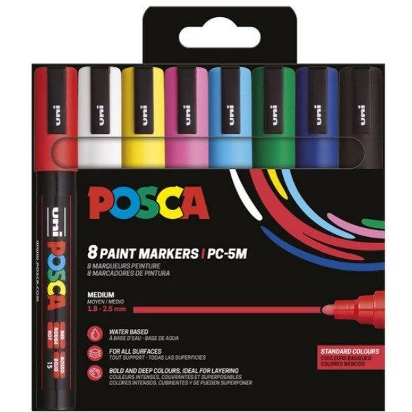 POSCA Uni-Ball Marker UNI PC-5M 8-Piece