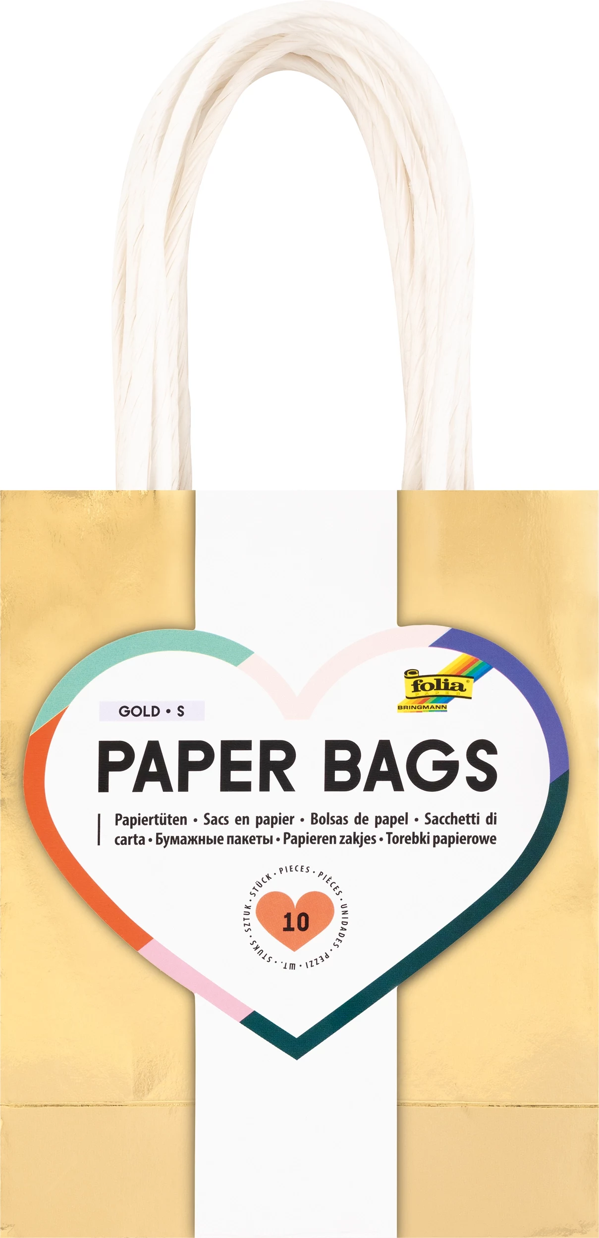 Folia Paper Gift Bags Gold Glossy