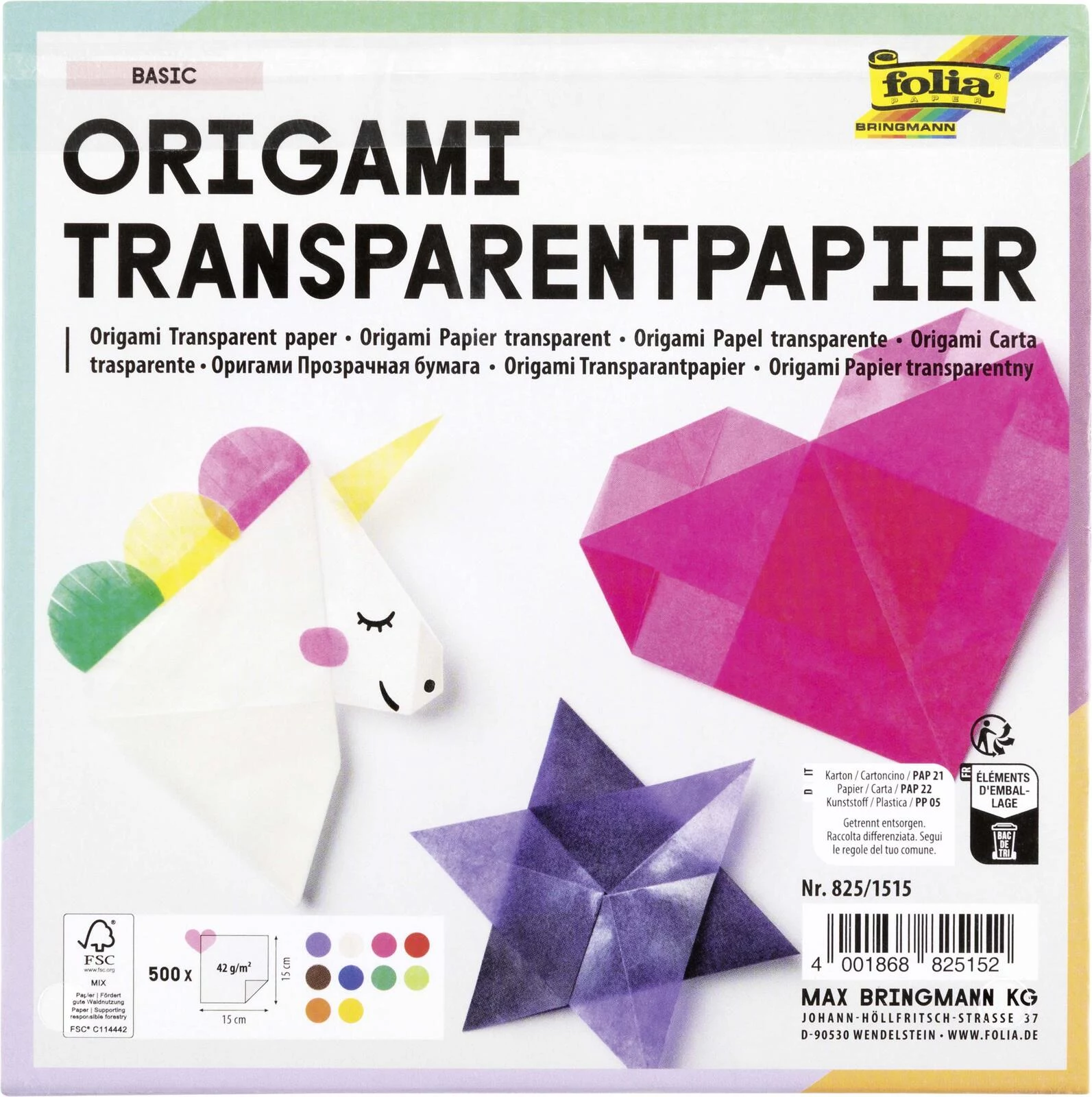 Folia Transparent Folding Paper 15 x