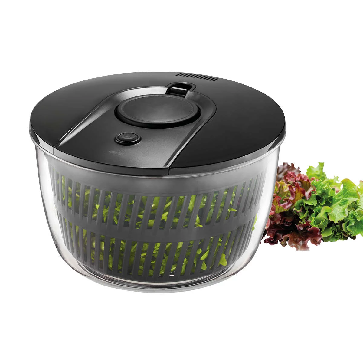 GEFU PUSH IT Salad Spinner, Transparent/White/Grey
