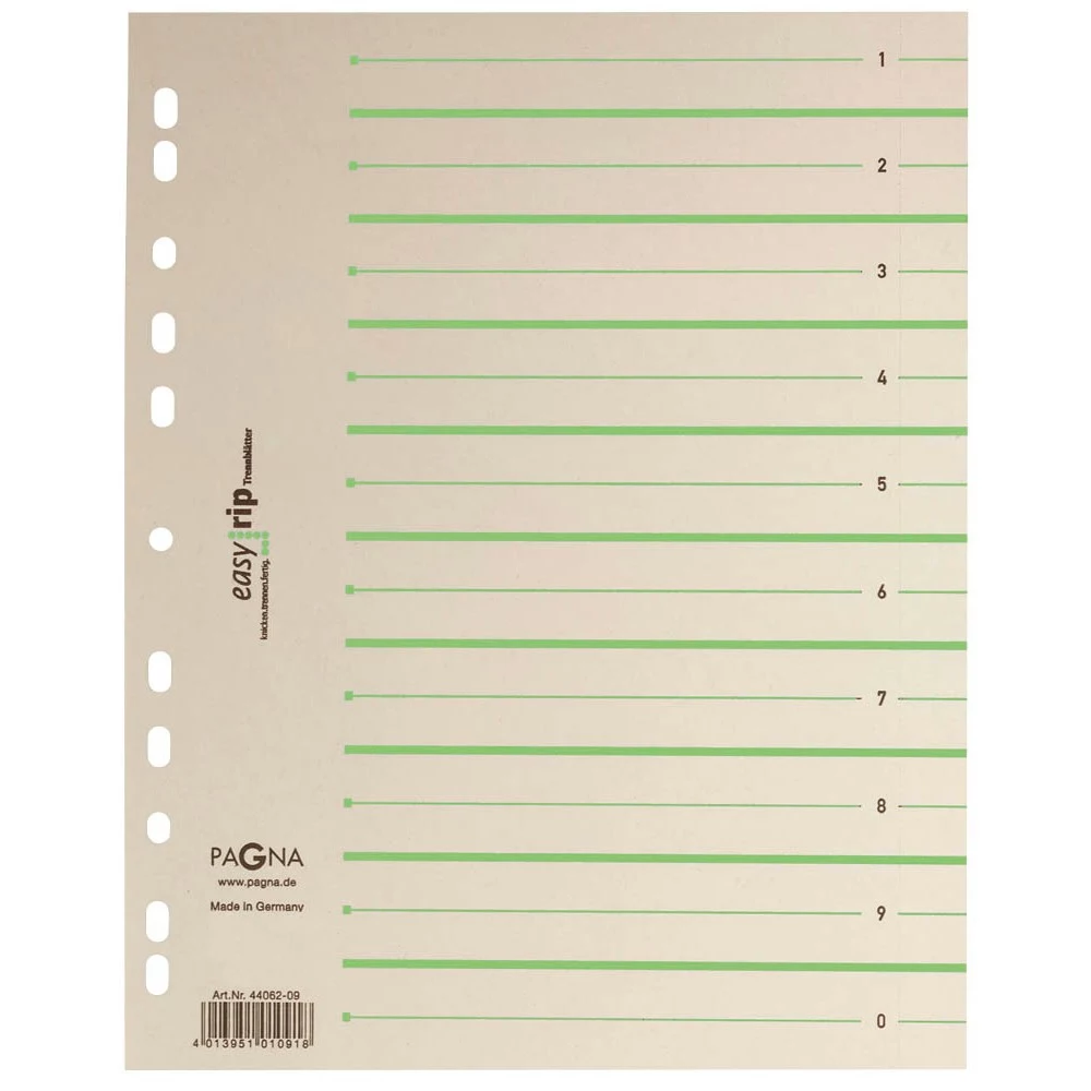 PAGNA 100 Divider Sheets Easy Rip
