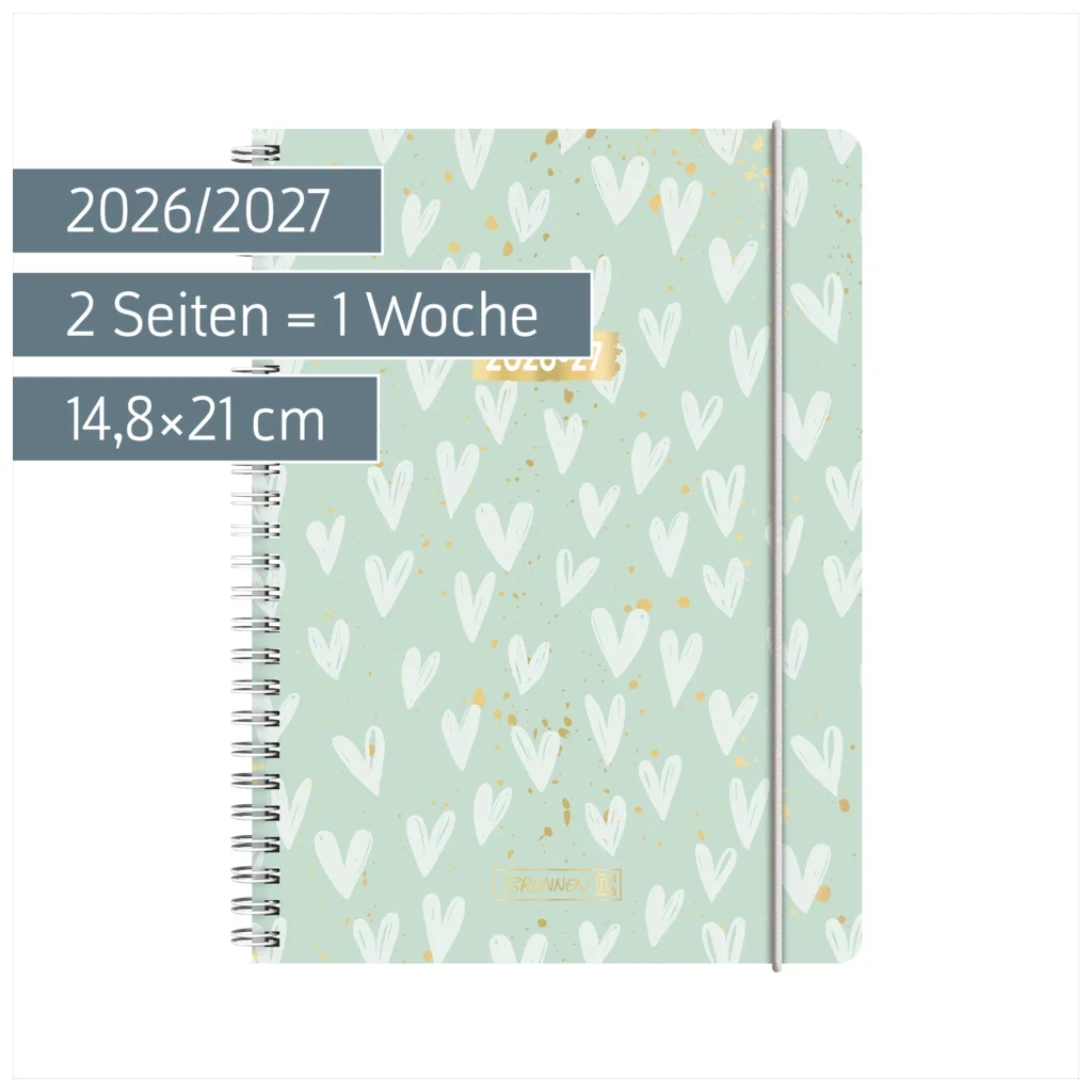 BRUNNEN Student Planner Heart 2026/2027 Mint