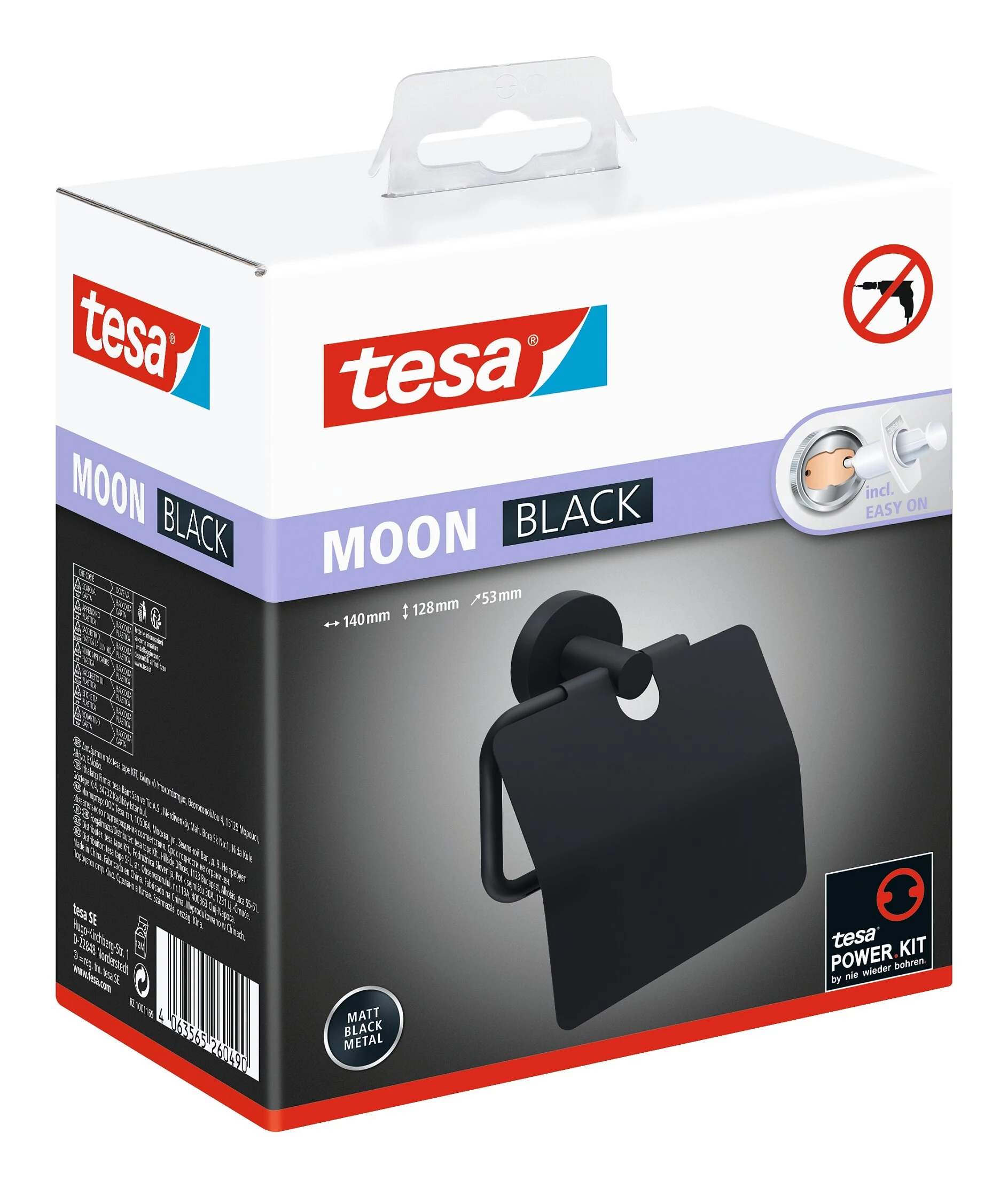 Tesa MOON BLACK Tualetes papīra turētājs