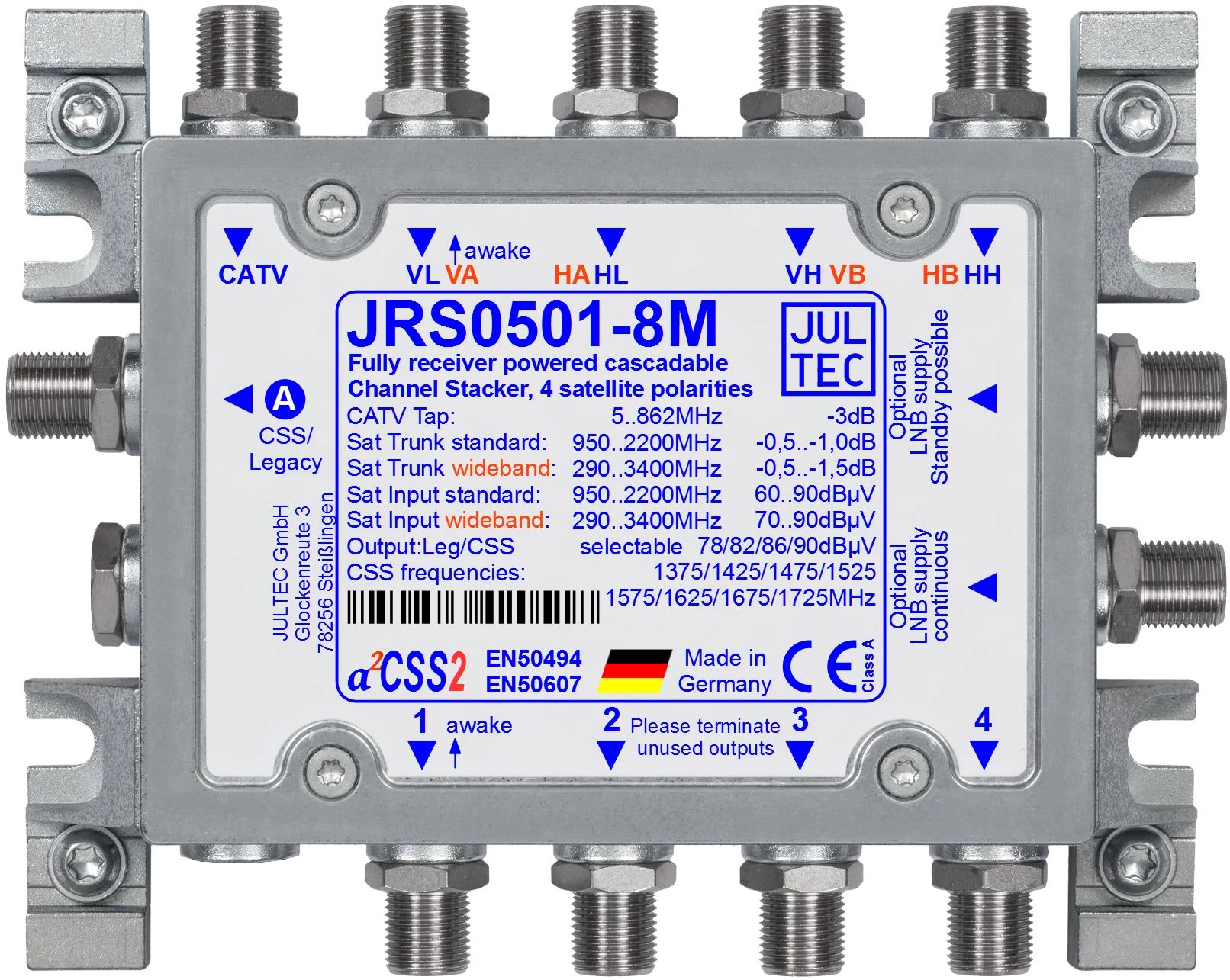 Jultec JRS0501-8M 8-Way Multiswitch 4 SAT