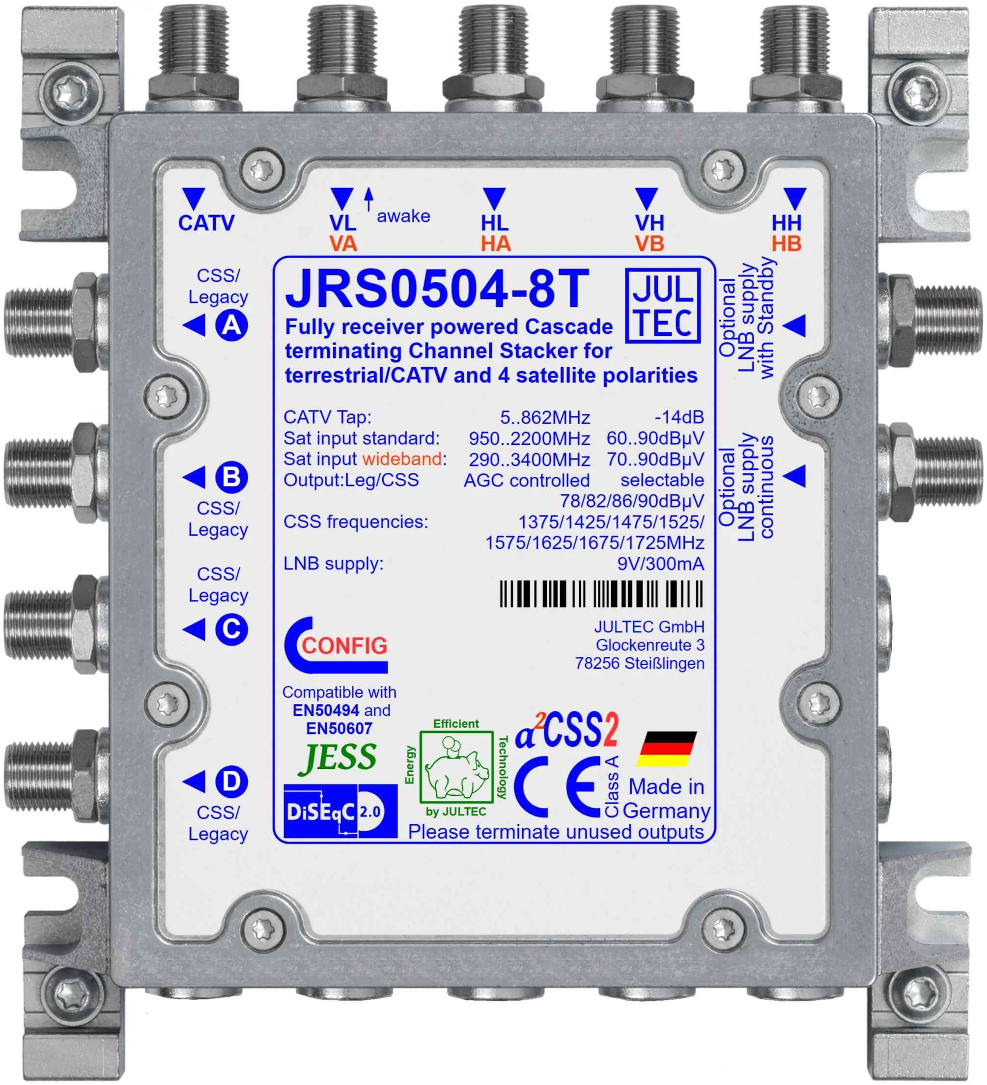 JULTEC JRS0504-8T Single Cable Multiswitch 5/4/8